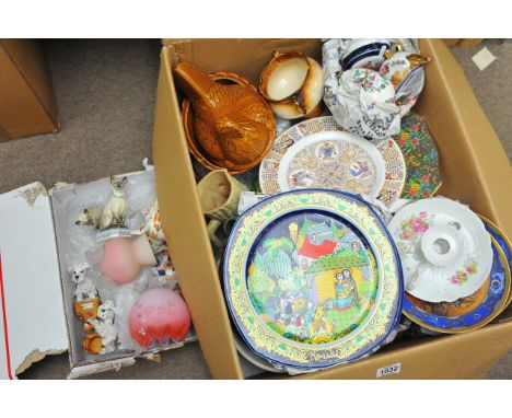 A collection of ceramics including Rosenthal plates, Limoges trinket boxes and pink Webb glass vase