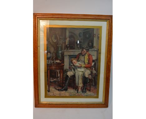 A maple framed print of a young boy and his father