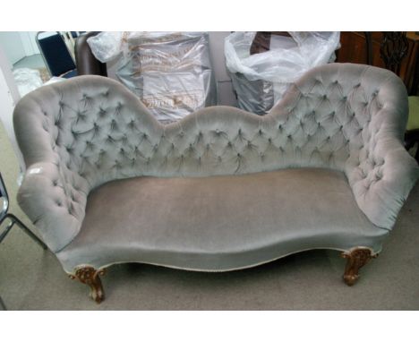 A Victorian button back shaped settee, approx 192cm x 93cm x 86cm.