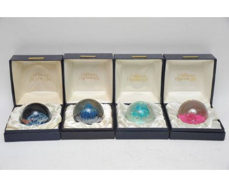 Four boxed limited edition Caithness paperweights comprising '1975 Vortex', 'Halley's Comet', 'Nomad' and 'Sentinel'