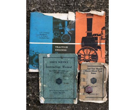 An Essex Service Instruction Manual circa early 1920s, two Essex Instruction Books, one dated January 1923, an Essex Motors e