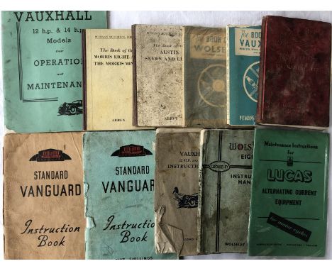 A selection of handbooks to include Standard Vanguard, Humber 16/50, Vauxhall etc.