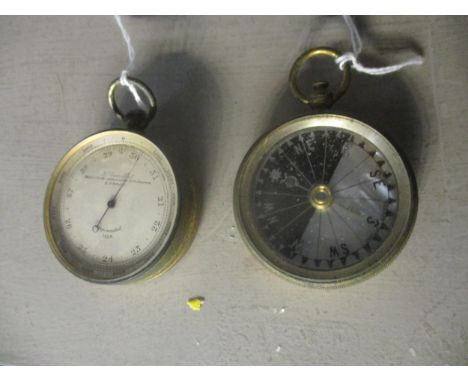L. Casella, London, compensated barometer 1428, and a Singer's patent No18170, gilt metal cased compass with mother of pearl 