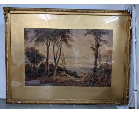 R T Atkinson - a lake scene watercolour signed and dated 1886, 51cm x 79cm, framed and glazedLocation: 