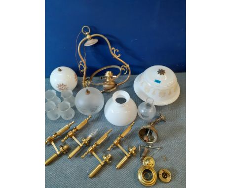 Mixed 20th century lighting to include ceiling, wall lights and glass shadesLocation: 1:3 