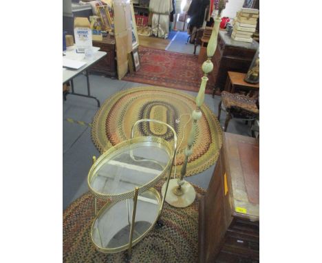 A vintage onyx standard lamp together with a two tier trolleyLocation:RAB+A3B 