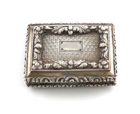 A Victorian silver vinaigrette,by Nathaniel Mills, Birmingham 1837,rectangular form, engine-turned decoration, foliate border