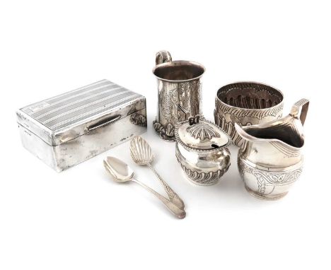 A mixed lot of silver items,various dates and makers,comprising: a Victorian mug, by Henry Wilkinson and Co, Sheffield 1851, 