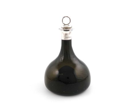 A Victorian silver-mounted glass decanter,by Henry Stratford, Sheffield 1884,the plain mount with a pull-out stopper, ring te