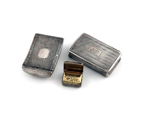 A William IV silver snuff box,by Joseph Willmore, Birmingham 1830,rectangular form, engine-turned decoration, initialled, plu