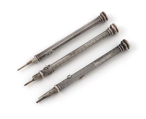 Three Victorian silver combination pen and pencils by S. Mordan and Co.,London, one 1846, one 1866, and one stamped Sterling 