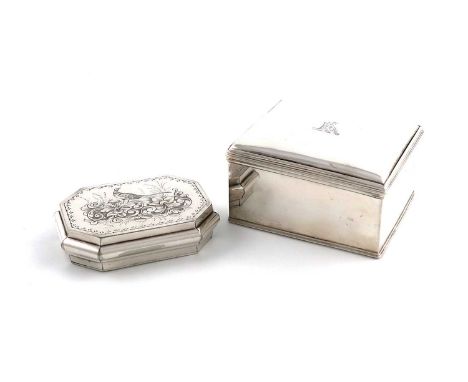 A George III silver toilet box,maker's mark only, that of Langford and Sebile, London circa 1780,rectangular form, reeded bor