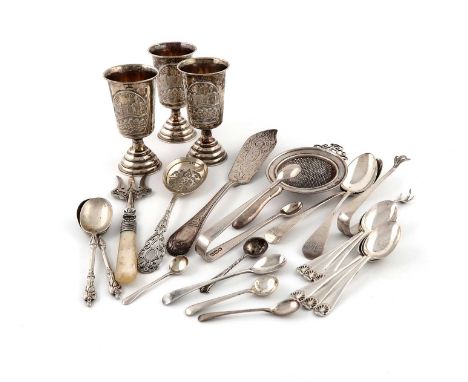 A mixed lot of silver items,various dates and makers,comprising: a Bead pattern butterknife, by George Adams, London 1861, a 