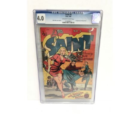 CGC graded The Saint No.3, Avon, 1948 with Allen Ulmer cover art and first appearance of Hoppy Uniatz. Grade 4.0.
