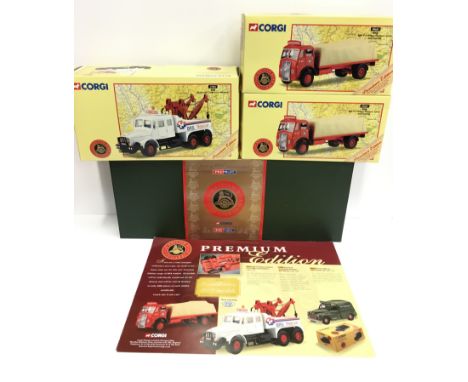 Four Corgi Classics 1/50 scale British Road Services models: Premium Edition CC11503 AEC Mandator Flatbed Trailer BRS; #17901