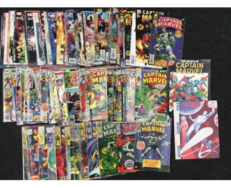 Quantity of Marvel Captain Marvel comics, Volumes 1 & 2, includes Vol.1 #1 1968 issue and Marvel Spotlight On Vol.2 #1 1979 i
