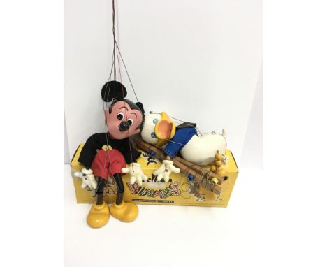 Pelham Puppet SL Disney's Mickey Mouse, G/VG in G+ box with correct label. Together with Pelham Puppet Donald Duck, G/VG unbo