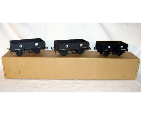 ABS Kits 3 x metal Kit Built GWR Grey Open wagons # 12978, 122696 and 7267. Expertly built with sprung Buffers and scale coup