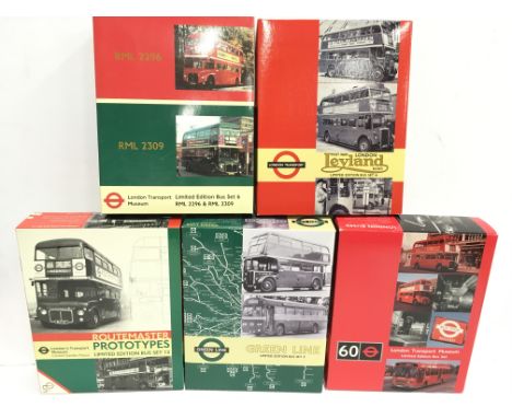 Five EFE (Exclusive First Editions) 1/76 scale London bus sets: Green Line Ltd.Ed. Set 5; London Transport Museum Set; Covent