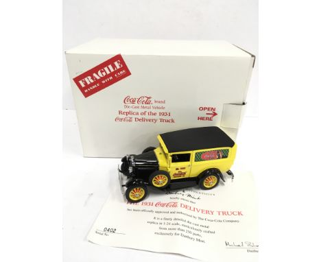 Danbury Mint 1/24 scale Coca Cola 1931 Delivery Truck #0402. M and boxed with certificate.