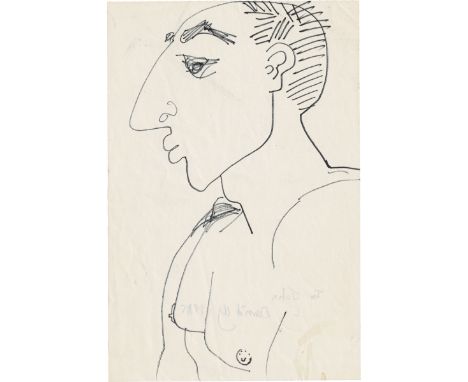 Wojnarowicz, David -- Portrait John Edward Heys2 Zeichnungen. Faserstift in Schwarz auf dünnem Skizzenblockpapier. 1985.22,9 