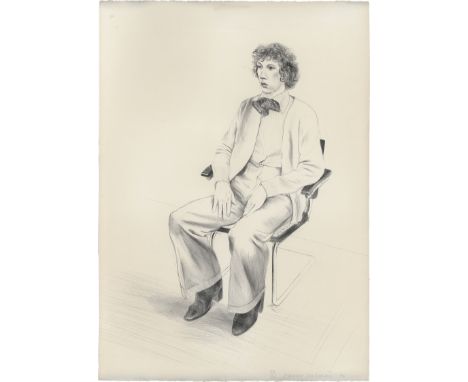 [*] Hockney, David -- Gregory EvansLithographie auf Arches-Velin. 1976.Ca. 94 x 74 cm (105,5 x 75 cm).Signiert "David Hockney