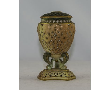 Graingers Royal China Works Worcester, Small Reticulated Vase And Cover, Shape No 307 Height 5 Inches, c1901