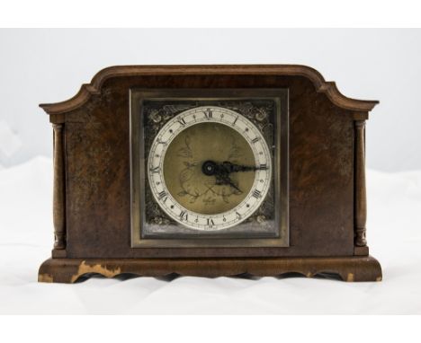 Elliott Mantle Clock, Silvered Chapter Dial With Roman Numerals, Walnut Veneered Case AF
