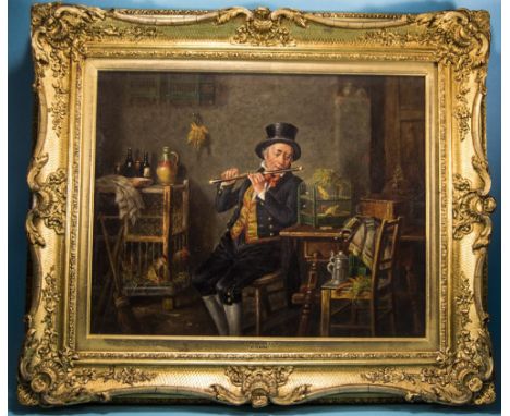Hermann Kern 1839 - 1912 Austro-Hungarian Artist, Portrait and Genre Painter, Titled ' His Favourite Tune ' Oil on Canvas. Si