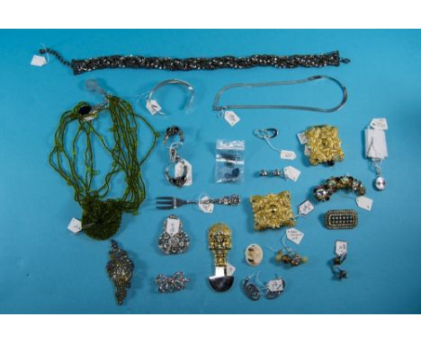 Collection Of Costume/Silver Jewellery, Comprising Bangle, Brooches, Buckle Earrings etc