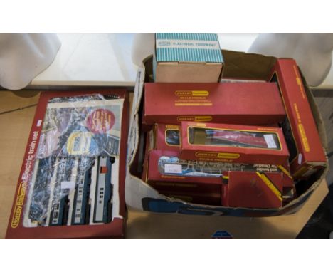 Box Containing a Quantity of Hornby 00 Gauge Model Railway comprising R,154 SR Loco and Tender Sir Dinadan R. 544 Intercity M