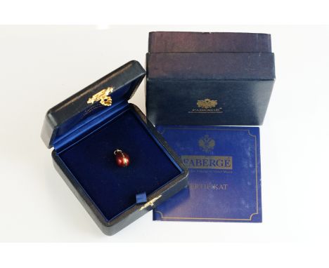Victor Mayer for Fabergé limited edition enamelled 18ct yellow gold egg pendant, no. 157/1000, length approx 2cm, with certif