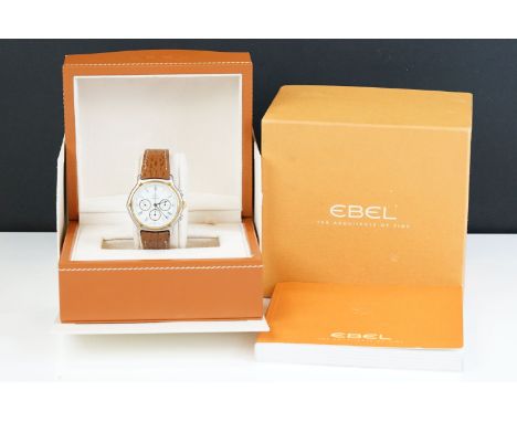 Gents Ebel El Primero Automatic chronograph watch.  Leather strap.  Comes with box and manual. 