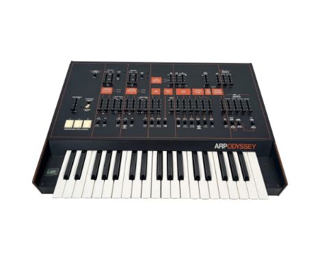 ARP Odyssey Model 2821. OPERATIONAL STATUS: (C) Tested. Powers up, passes signal but has various faults and/or dirty controls