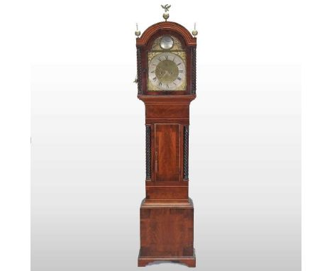 A 19th century American mahogany cased longcase clock, the brass dial signed, signed Mills, Dowling, engraved with an eagle, 