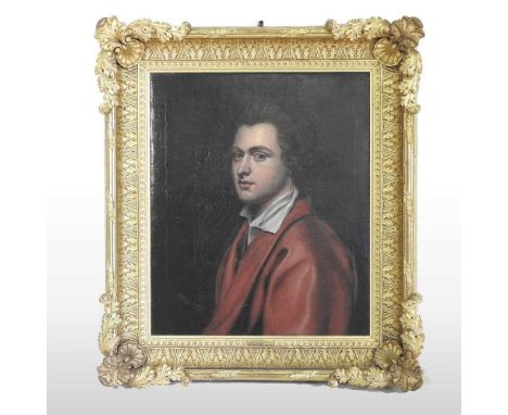 Attributed to Robert Mendham of Eye, 1792-1875, a half-length portrait of a young man, possibly Henry Elmey, of Suffolk, in a