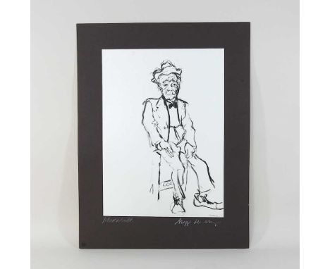 Maggi Hambling, b1945, Max Wall, lithograph, signed to the mount by the artist, unframed, 50 x 36cm