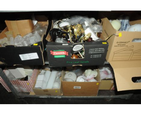 Seven boxes of light fittings and light shades etc
