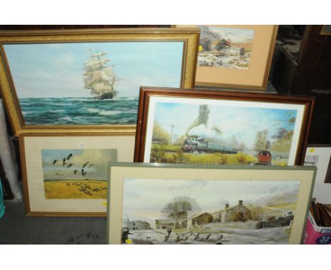 Peter Scott and Judy Boyes print, Chris Wood signed print, ship picture &amp; Lake District picture