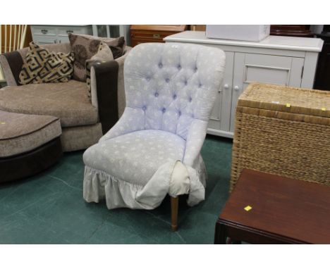 Blue button back bedroom chair