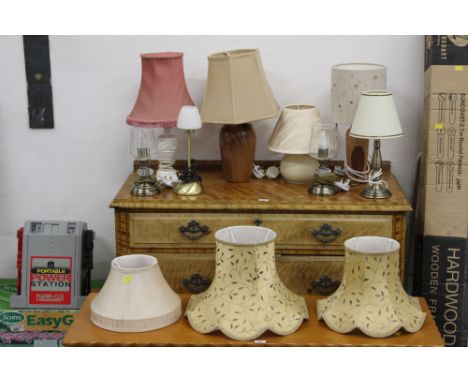 Two boxes &amp; bag of lamps and light shades