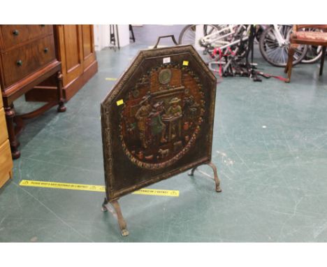 Metal fire screen with interior scene