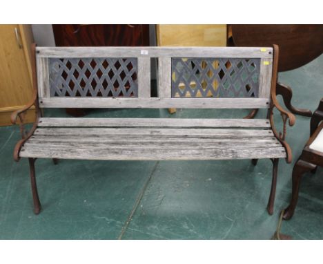 Wooden &amp; metal garden bench with decorative panels