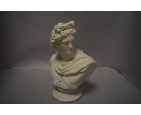 A 19th Century English Parian ware Bust of Apollo Greek god of Sun and Light 26cm approx.
good condition, no apparent damage 