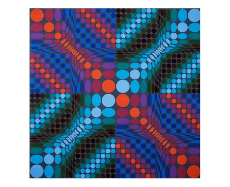 VASARELY, VICTOR (1906-1997), "Kinetische Komposition", Farbsiebdruck/Papier, u.re. mit Bleistift von Hand signiert, u.li. mi