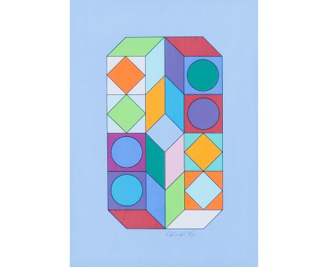 VASARELY, VICTOR (1906-1997), "Kinetische Komposition", Farbsiebdruck/Papier, in der Darstellung unten rechts signiert (Stemp