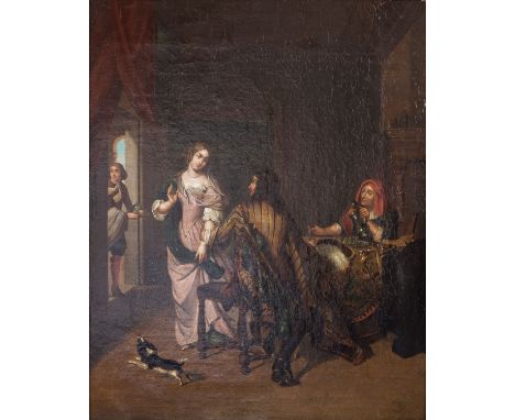 MYN, H. van der, wohl HERMAN VAN DER MYN (1684-1741), "Paar und Kupplerin in der Stube", linksseitig ein Bediensteter durch d