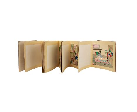 Leporello Xi Wang Xi Tu "Die Freudenbilder des Kaisers", CHINA, um 1900 Faltbuch mit 12 chinesischen Erotik Shunga Malereien,