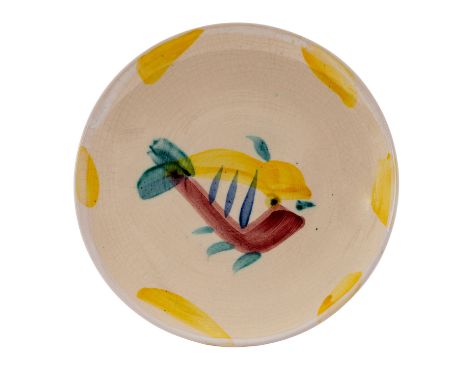 PICASSO, PABLO (1881-1973) "Teller aus dem Service Poisson" Edition Madoura 1947, Keramik, heller Scherben, polychrom bemalt 