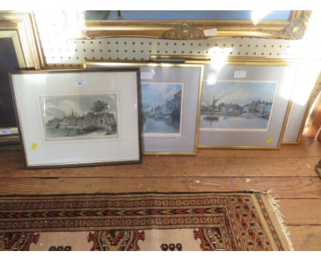 R. Rull Four views of the banks of the River Thames Lithographs, signed in pencil 16cm x 23cm And an engraving of the New Gra